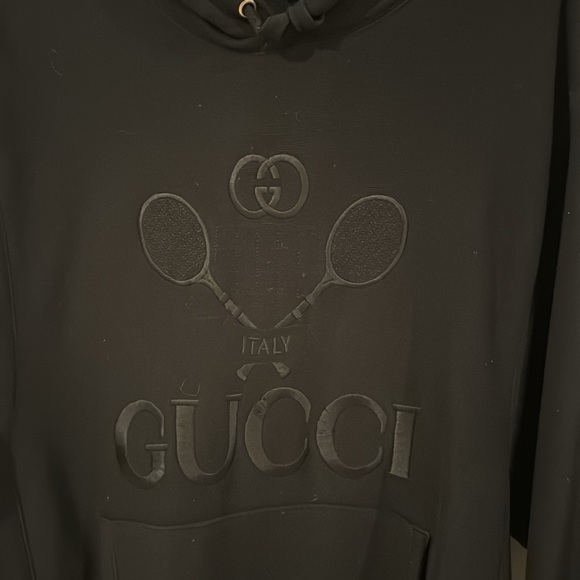 Men’s Gucci sweater/hoodie black tennis Large *authentic* - Picture 2 of 7